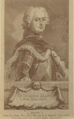 Gravure : Frederik II, koning van Pruisen