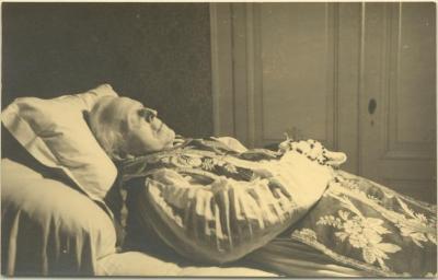 Portret E.H. August Desmedt op doodsbed