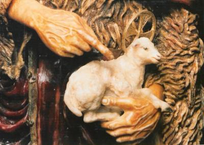 Kaars Sint Jan Johannes de Doper XL detail lam schaap