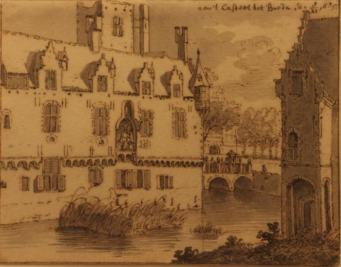 Tekening Kasteel van Breda / Buitenpoort en Z. vleugels