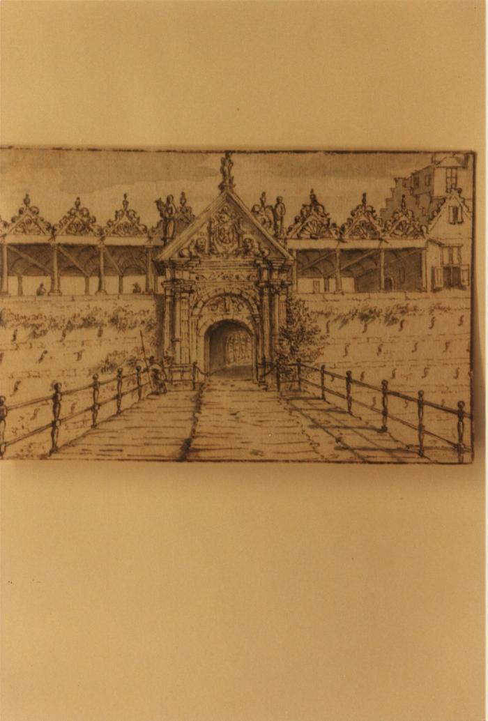 Tekening Kasteel van Breda / Buitenpoort en Z. vleugels