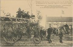 Gedenkenis der plechtige inhaling van de heer Fr. De Roover als Burgemeester der Gemeente. (Beersse 10 November 1904) Praalwagen van "Zorgen voor Morgen" verbeeldende de droevige gevolgen der Dronkenschap.