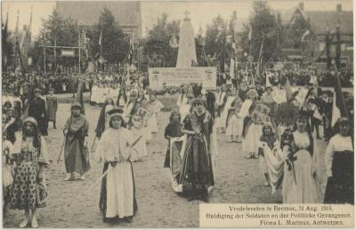 Vredefeesten te Beersse, 31 Aug. 1919. Huldiging der Soldaten en der Politieke Gevangenen.