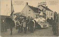 Gedenkenis der plechtige inhaling van de heer Fr. De Roover als Burgemeester der Gemeente. (Beersse 10 November 1904) Praalwagen van De Vrienden der Armen verbeeldende de Verheerlijking de Liefdadigheid