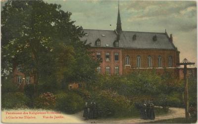 Pensionnat des Religieuses Ursulines, à Gierle lez-Thielen. Vue du Jardin.