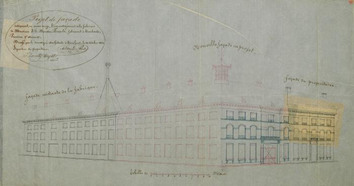 "Projet de façade", geveltekening van de fabriek J.G. Dierckx Brepols
