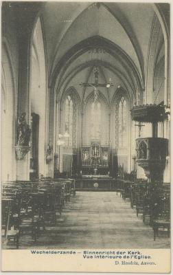 Wechelderzande - Binnenricht der Kerk (sic). Vue intérieure de l'Eglise.
