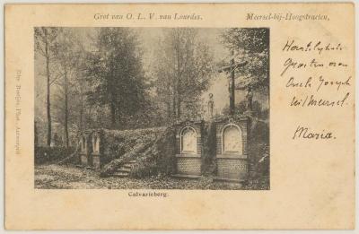 Meersel-bij-Hoogstraeten, Grot van O.L.V. van Lourdes. Calvarieberg