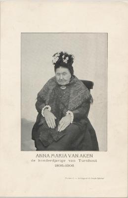 Portret Anna Maria Van Aken, honderdjarige (1806-1906)