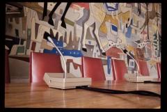 Zicht op de raadzaal van het stadhuis op de Grote Markt te Turnhout.