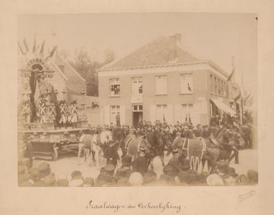 Eeuwfeest Slag van Turnhout 1889. Praalwagen Verheerlijking