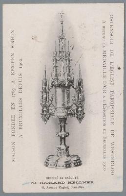 Ostensoir de l'Église Paroissiale de Westerloo a obtenu la Médaille d'Or à L'Exposition de Bruxelles 1910