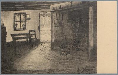 Omstreken - Westerloo - Environs. Hut, binnenzicht - Hulst - Chaumière, intérieur. (d'après le tableau de Louis Wilmet).