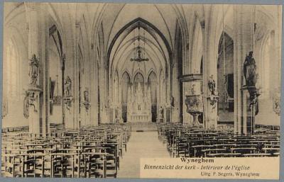 Wyneghem Binnenzicht der kerk - Intérieur de l'église.