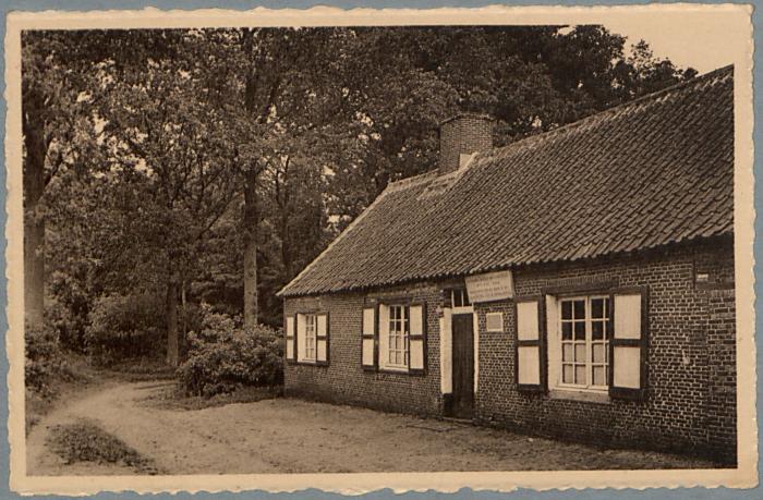 Zoersel - Boshuis. De V.T.B. plaatste in de muur een steen met het opschrift "Hier vertelde de loteling zijn geschiedenis aan H. Conscience.