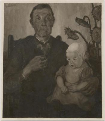 Schilderij Van Giel / Man met kind op schoot