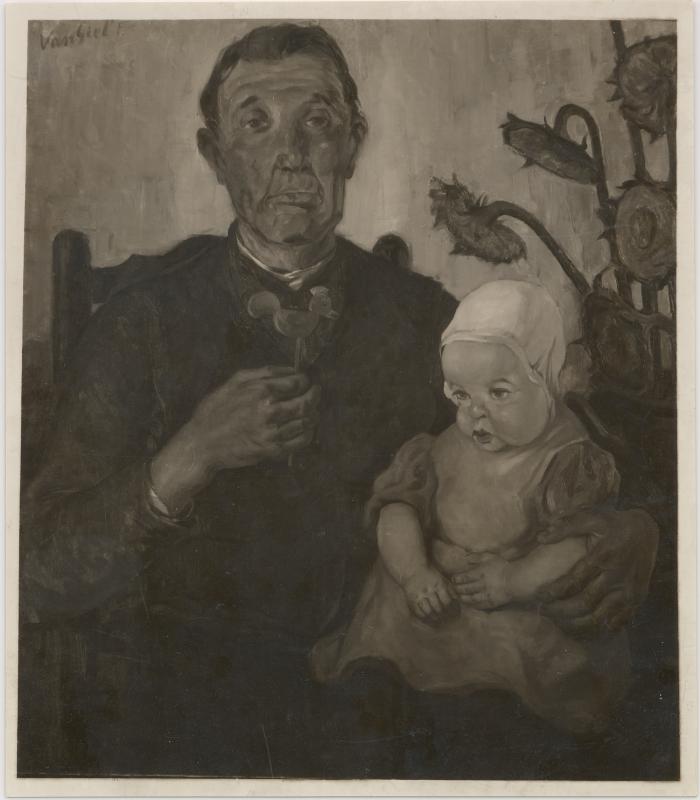 Schilderij Van Giel / Man met kind op schoot
