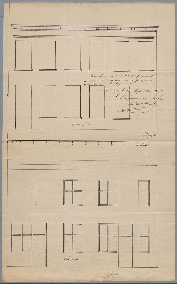Swaan (weduwe), Herentalsstraat , Wijk 2 nrs 347 en 348, gevelveranderingen 2 woningen, 24/8/1843 
