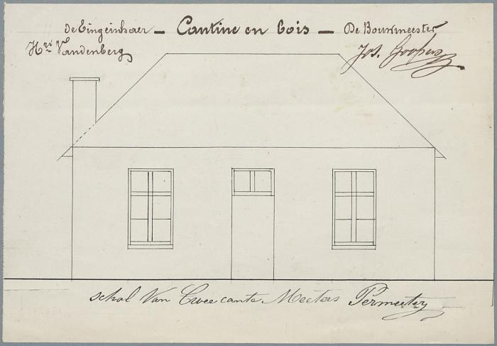 Vandenberg Henri, Steenweg naar Merksplas, kantine naast bassin (tijdelijke) kantine in hout, 3/11/1863 