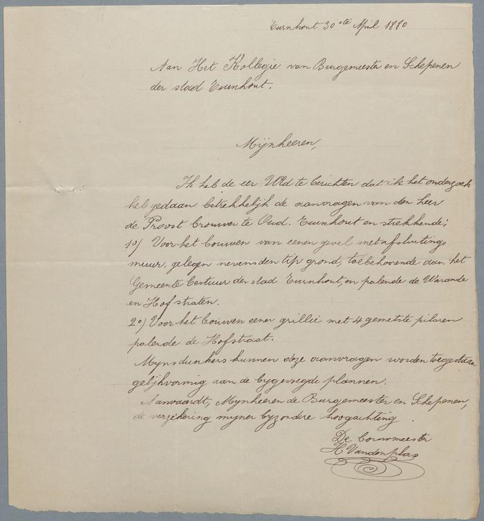 De Proost, Hofstraat , bouwen grillie met 4 gemetste pilasters, 1/5/1880