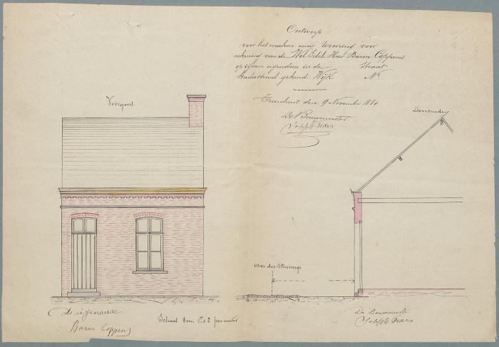 Coppens (baron), Korte Gasthuisstraat (einde straat), bouwen huis (op den hof), 12/11/1880