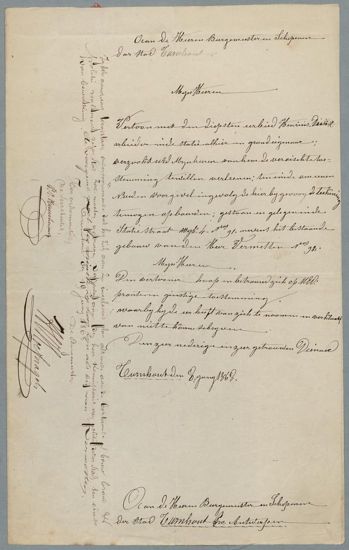 Deckx Henrius, Statiestraat (naast Vermetten), Wijk 4 nr. 91, bouwen nieuwe voorgevel, 19/6/1868