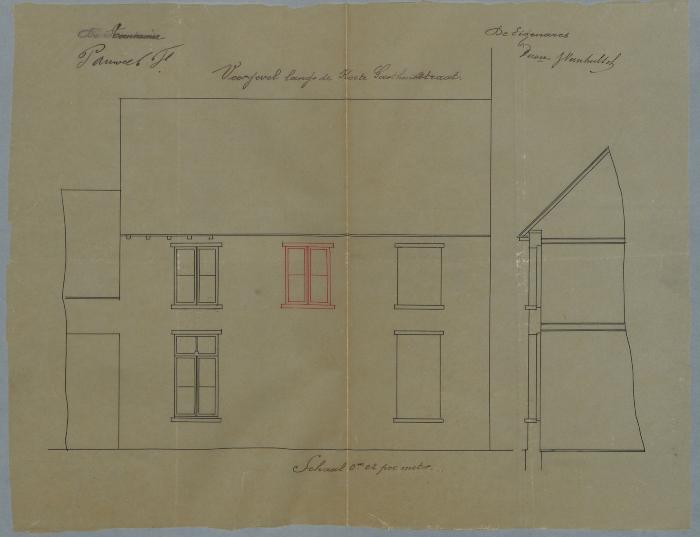Vanhulsel (weduwe), Gasthuisstraat , plaatsen nieuw raam, 12/3/1887