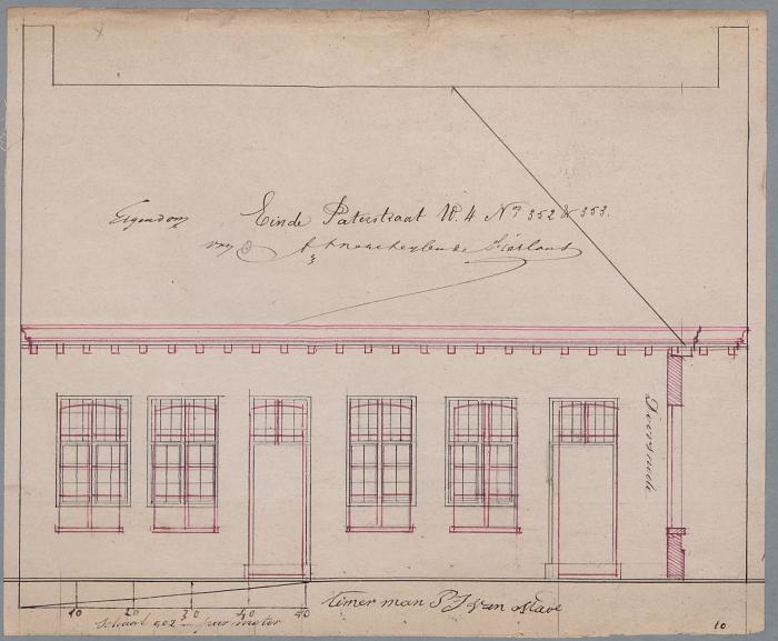 Versteylen-De Fierland A.A., Patersstraat , Wijk 4 nrs. 352 en 353, veranderingen aan huizen (deuren, ramen, corniche,..), 9/2/1884