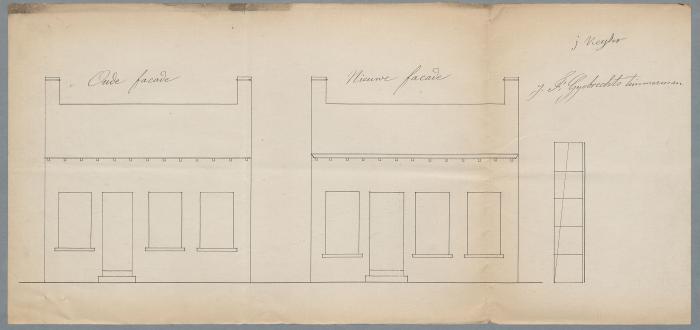 Keyser J., Patersstraat , Wijk 4 nr. 209, veranderingen aan huizing (corniche leggen, naam laten zakken,, 1/7/1861