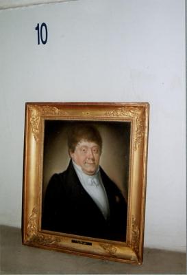 Taxandriamuseum. Voorwerpen. Portretten in pastel door T. Borrez. Mevrouw en de burgemeester  Le Bon van Geel.

