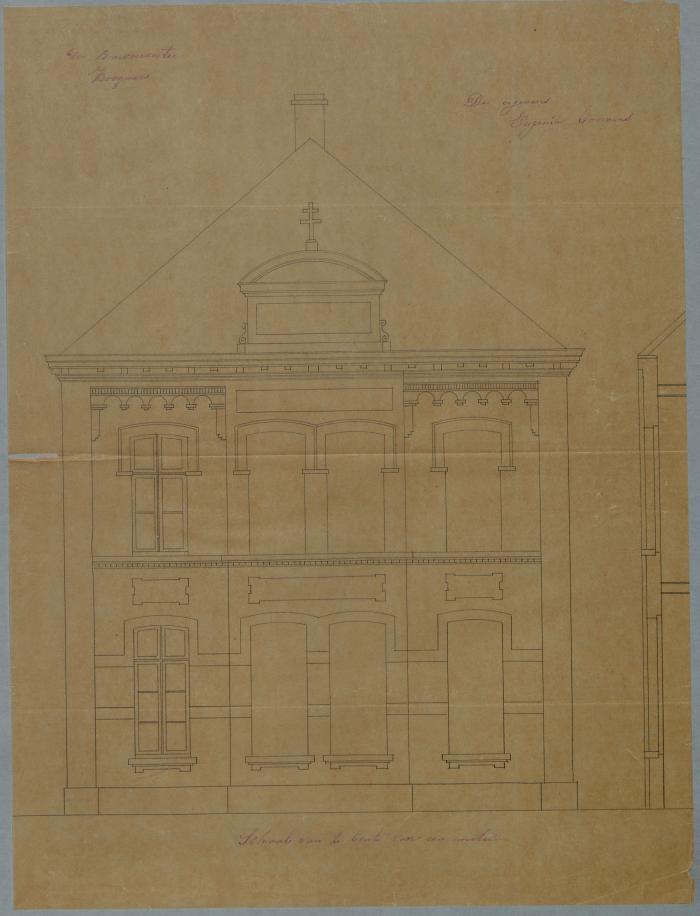 Coomans C. Eugenia (overste), Patersstraat (op het Patersplein), Klooster Heilig-Graf maken gebouw (22 meter van steenweg), 7/8/1879