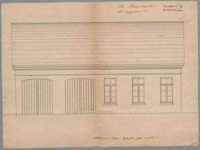 Van Dooren P., Steenweg van Turnhout op Hoogstraten (aan de kom vaart op het Stokt), bouwen schuur aan woning, 4/2/1874
