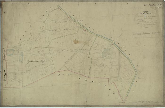 "Gemeente [Oud-]Turnhout in 19 sectien, de sectie K in zes Bladen genaamd Darisdonck. Het blad 3",