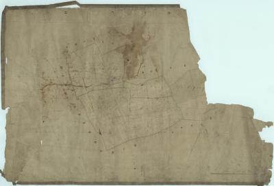 Fragment van perceelplan van [Oud-]Turnhout, met "De Vogelenzang", "De Maai" en "De Vepaey[…]"