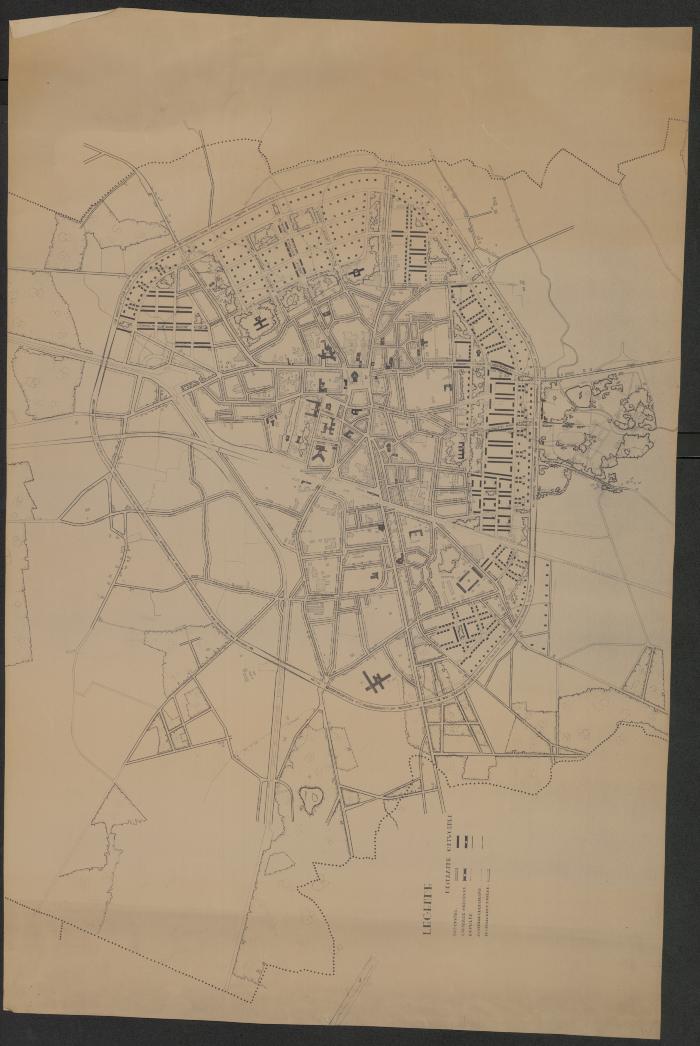 Kaart van het centrum van Turnhout met niet uitgevoerde urbanisatieprojecten
