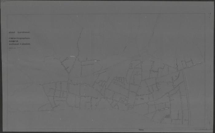 "Stad Turnhout. Rioleringsplan. Noord", kaart van Turnhout met aanduiding van de riolen
