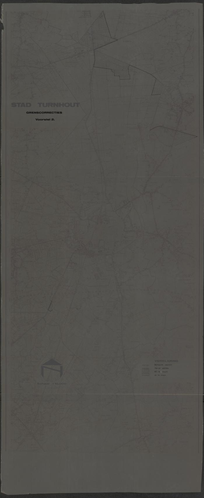 "Stad Turnhout. Grenscorrecties. Voorstel 2", kaart van Turnhout
