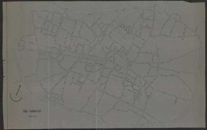 "Stad Turnhout. Schaal: 1/25000", kaart van het centrum van Turnhout
