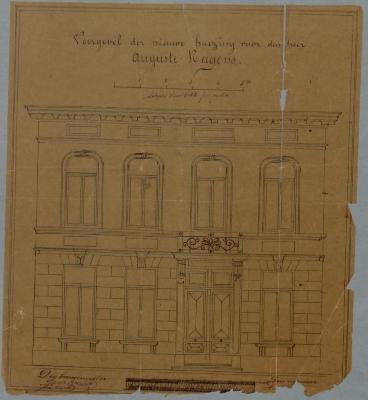 Nuyens Auguste, Lange Begijnenstraat , Wijk 4 nr. 387, maken nieuw gebouw op hof huizing, 8/4/1864