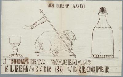 Boogaerts Joannes Jacobus, Patersstraat , Wijk 4 nr. 165, In het Lam (kleemaeker en verkooper) uithangbord,