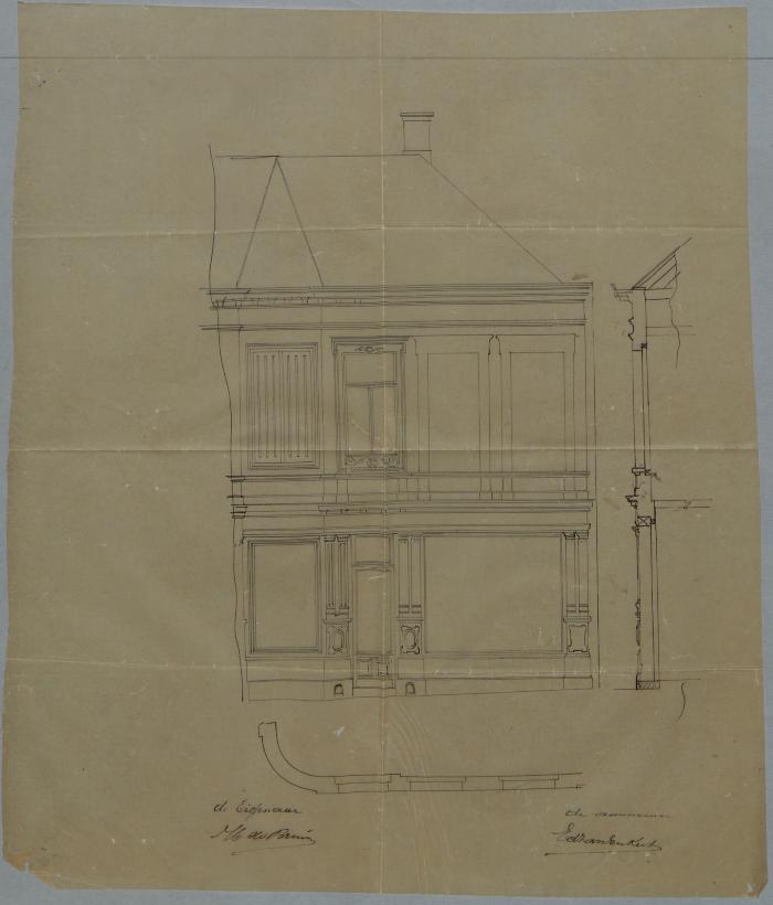 De Bruin H., Grote Markt hoek met Gasthuisstraat, heropbouwen huizing, 19/9/1885
