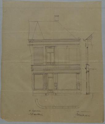 De Bruin H., Grote Markt hoek met Gasthuisstraat, heropbouwen huizing, 19/9/1885