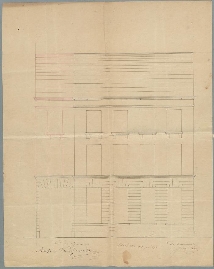 
Van Genechten Ant., Gasthuisstraat , Wijk 4 nr. 16, verandering aan voorgevel huizing, 26/7/1873