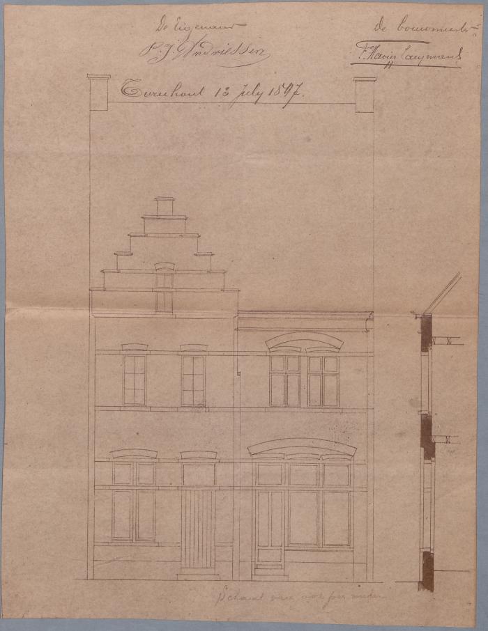 
[Van] Driessen P.J., Meir- Oude Vaartstraat, bouwen 2 woningen, 26/7/1897