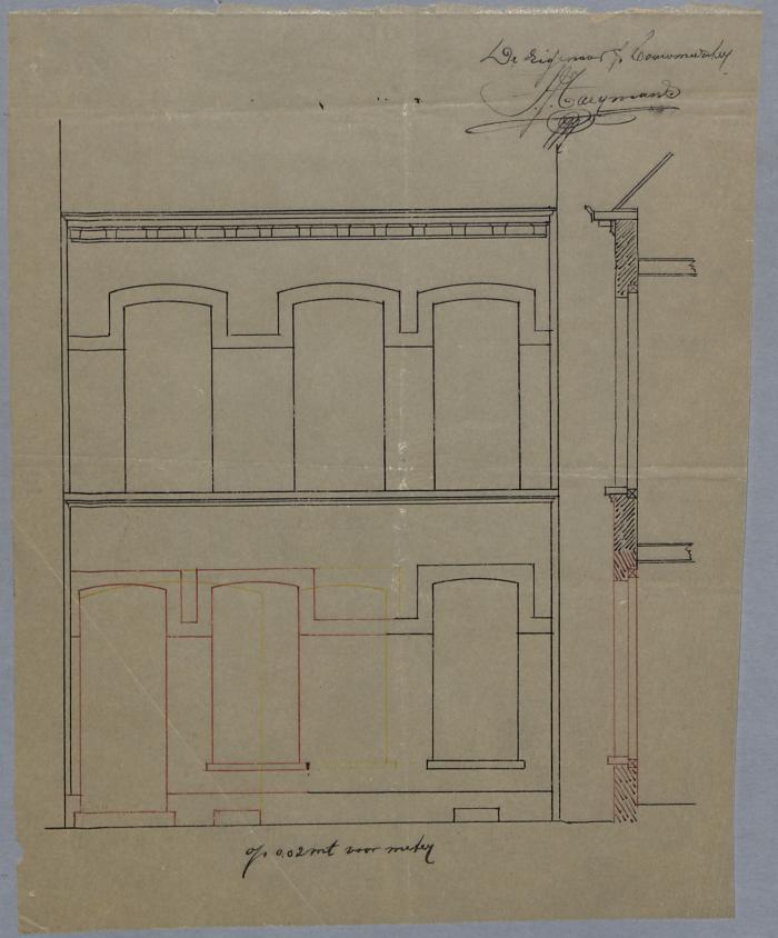 Taeymans P.J., baan van Antwerpen naar Turnhout- de Merodelei, Sectie O nr. 449c, herbouwen voorgevel huis, 14/9/1897