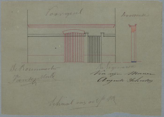 Schoeters-De Bie (weduwe), Groenstraat, verandering aan afsluitmuur, 10/3/1885