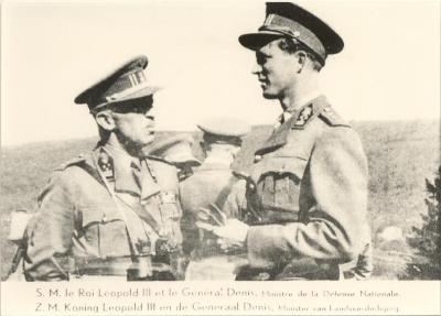 Koning Leopold III en Lt. Gen. Denis Min. Landsverdediging