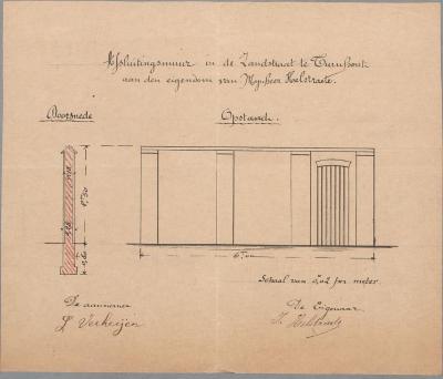 Helstraete Ivon, Zandstraat (oude Vosselaarse baan), bouwen scheidingsmuur, 21/10/1902