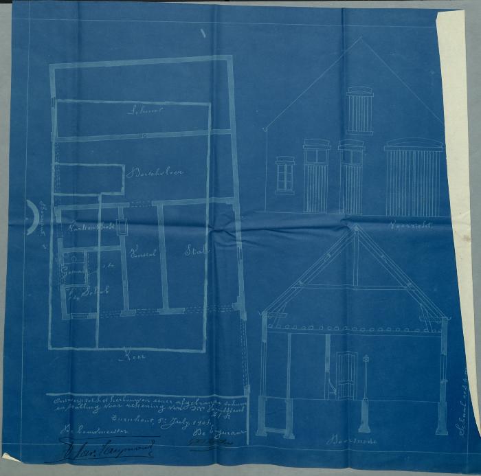 Huyskens [], Broekzijde Wijk N nrs. 210c,210d,210e en 210f, heropbouwen afgebrande stalling en schuur, 29/7/1903