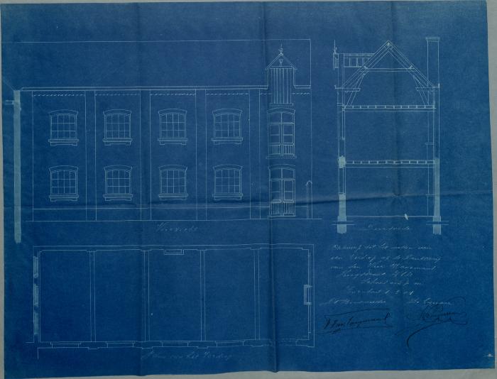 Wagemans Ch., Steenweg op Hoogstraten Wijk P nr. 68[], opbouwen verdiep op drukkerij, 25/2/1904